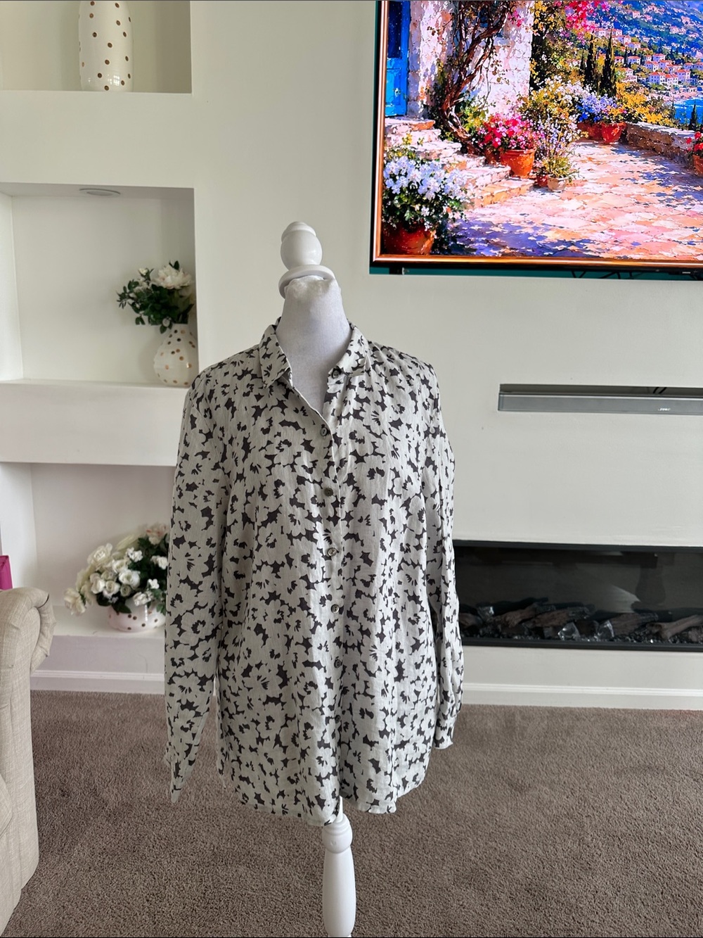 J. Jill gray Button-Down Shirt Print